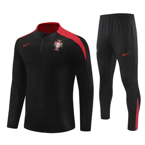 24-25 Portugal Black Tracksuit Half Zipper