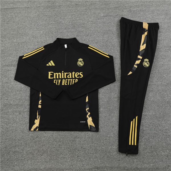 24 -25 Real Madrid Black Hlaf Zipper Tracksuit - Imagen 3