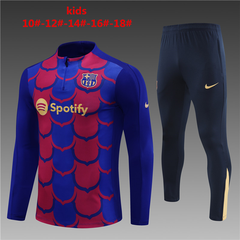 24-25 Fc Barcelona Half Zipper kids Tracksuit