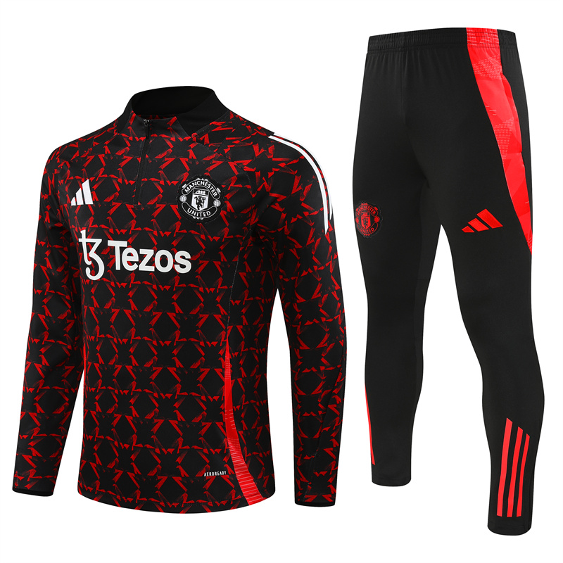 24/25 Manchester United Black & Red Half Zipper