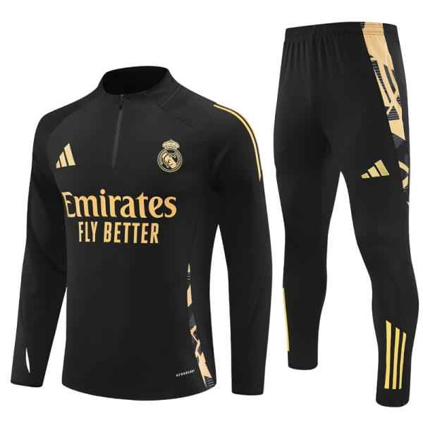 24 -25 Real Madrid Black Hlaf Zipper Tracksuit