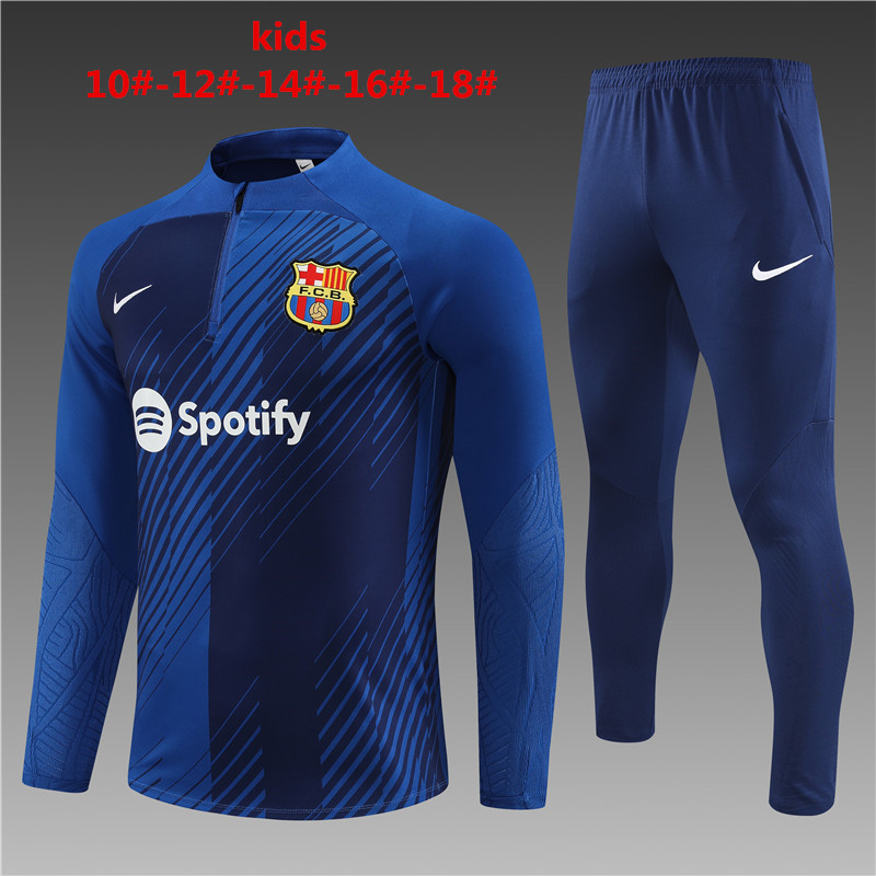 23-24 Fc Barcelona Half Zipper kids Tracksuit