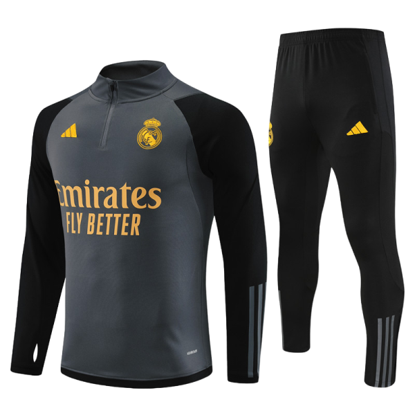 23 -24 Real Madrid Black Hlaf Zipper Tracksuit