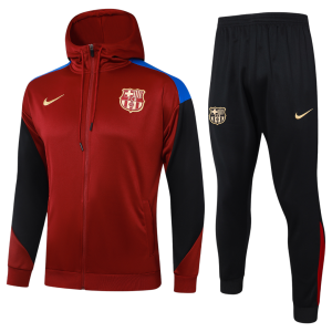 24-25 Fc Barcelona Long Pull Hoodie Red
