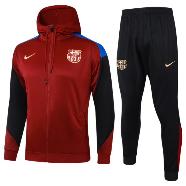 24-25 Fc Barcelona Long Pull Hoodie Red