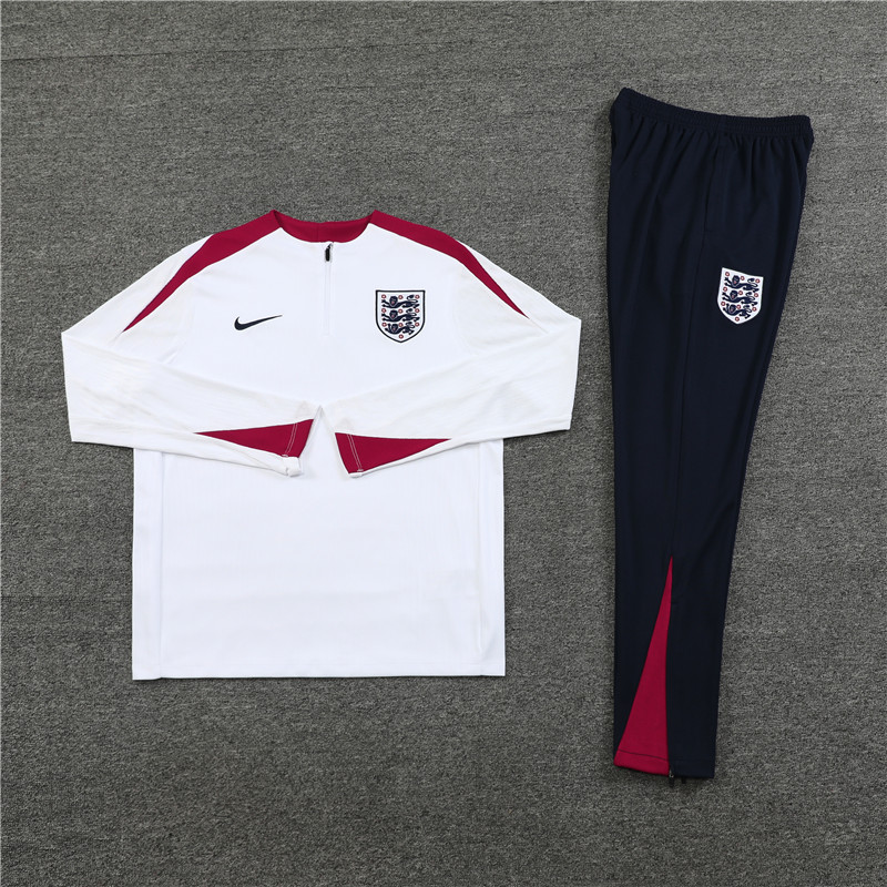 24-25 England White Half Zipper