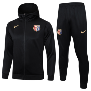 24-25 Fc Barcelona Long Pull Hoodie Black