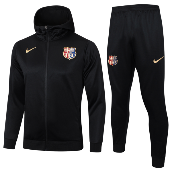24-25 Fc Barcelona Long Pull Hoodie Black