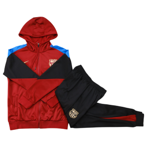 24-25 Fc Barcelona Long Pull Hoodie Red
