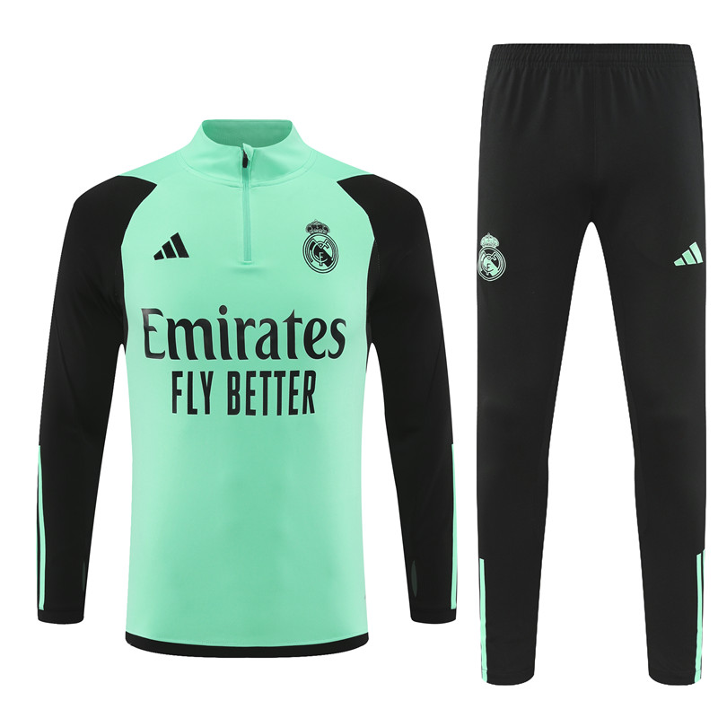 23-24 Real Madrid Black Half Zipper Tracksuit