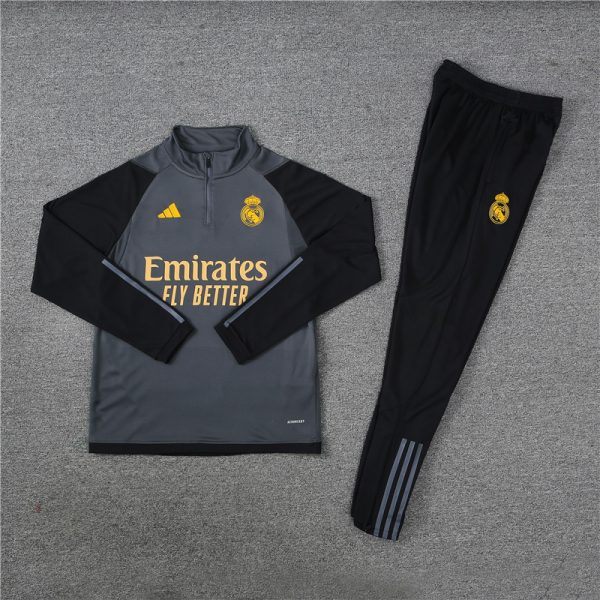 23 -24 Real Madrid Black Hlaf Zipper Tracksuit - Imagen 3