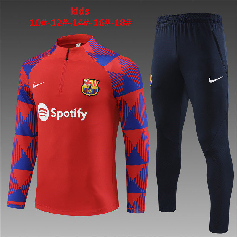 23-24 Fc Barcelona Half Zipper kids Tracksuit