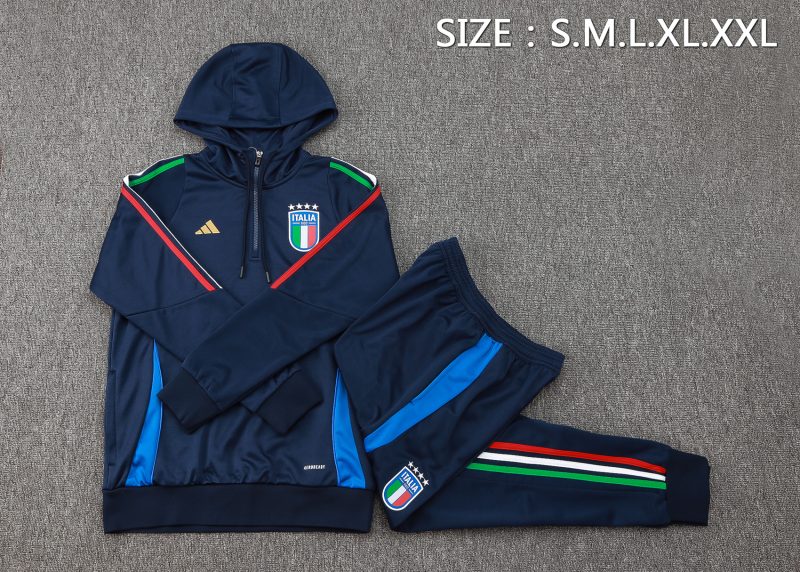 24/25 Italy Long Pull Hoodie Blue