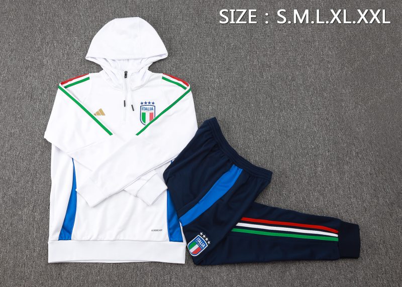 24/25 Italy Long Pull Hoodie White