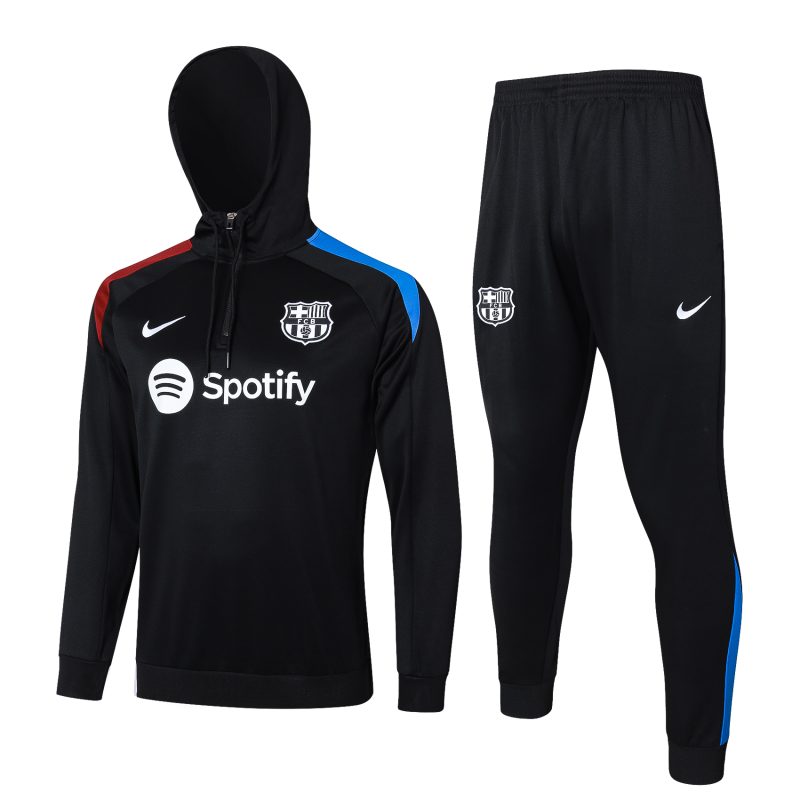 24/25 Fc Barcelona Long Pull Hoodie Black