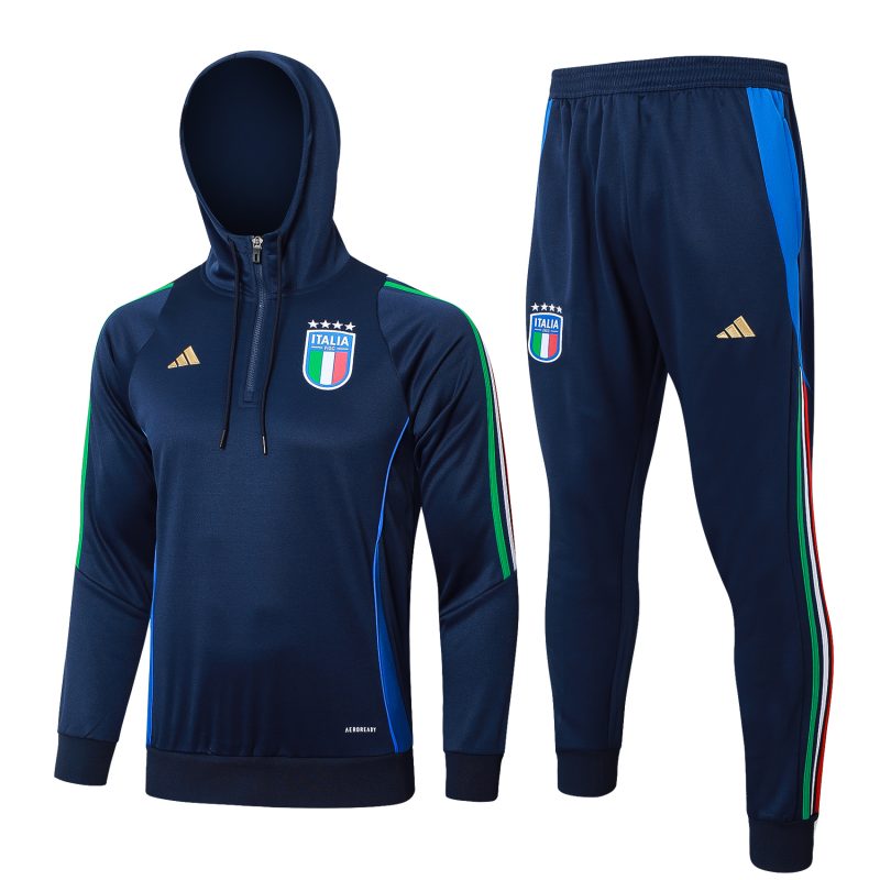 24/25 Italy Long Pull Hoodie Blue