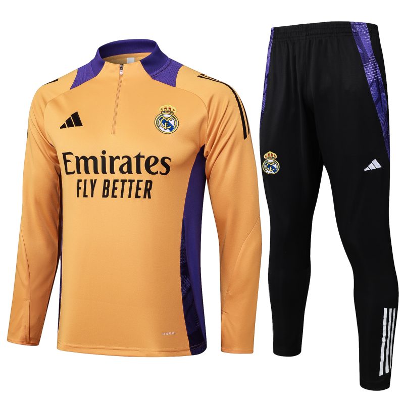 24-25 Real Madrid Orange Half Zipper Tracksuit