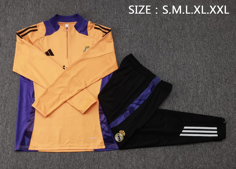 24-25 Real Madrid Orange Half Zipper Tracksuit