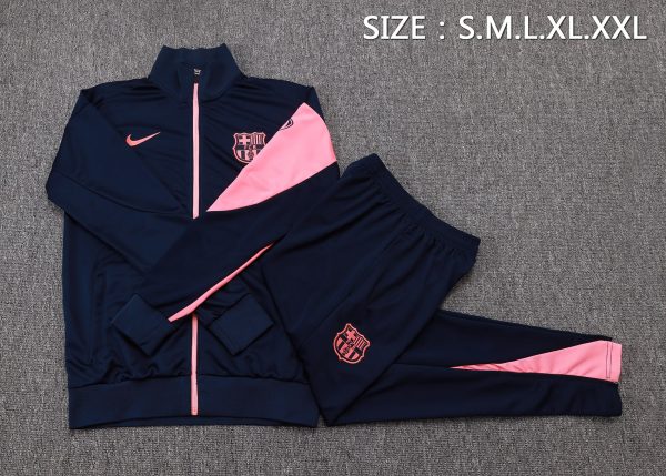 25/26 Fc Barcelona Blue & Pink Full Zipper Tracksuit - Image 2