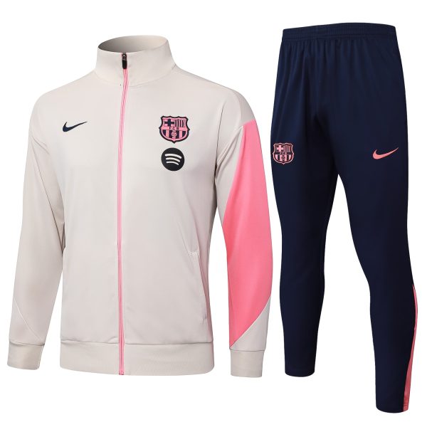 25/26 Fc Barcelona Beige Full Zipper Tracksuit