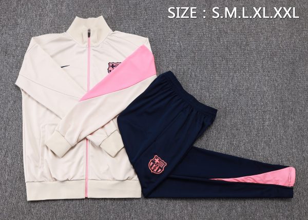 25/26 Fc Barcelona Beige Full Zipper Tracksuit - Image 2