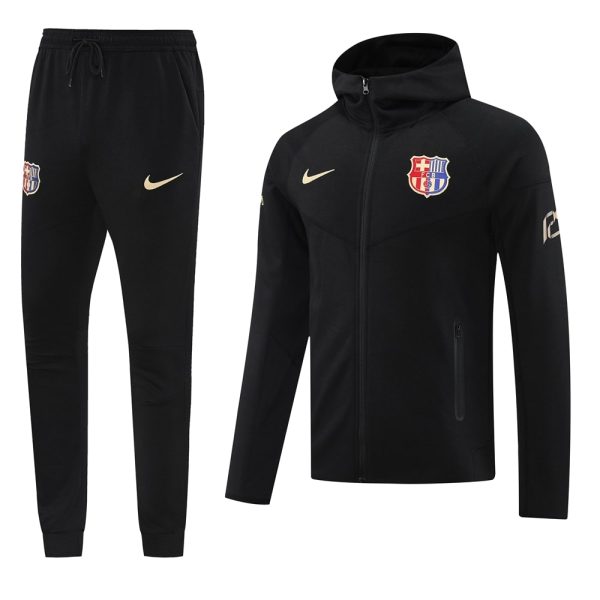24/25 Fc Barcelona Black Hoodie Tracksuit
