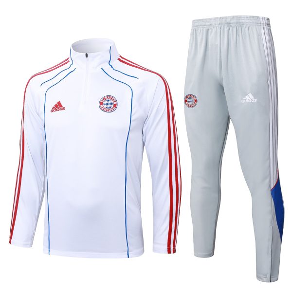 25/26 Bayern Munich White Half Zipper Tracksuit