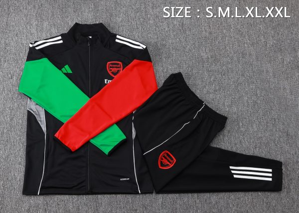 25/26 Arsenal Black & Green Full Zipper Tracksuit - Image 2