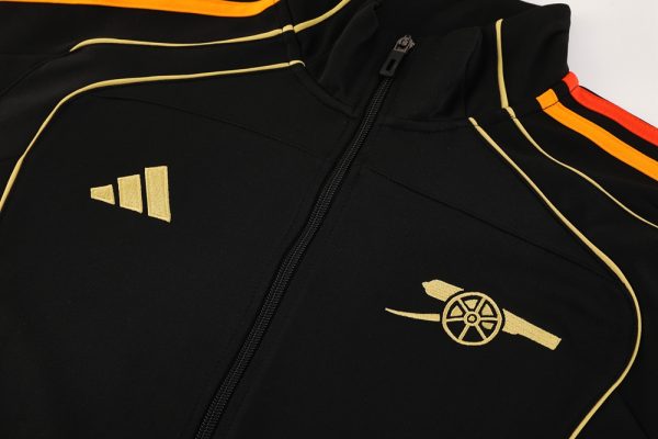 25/26 Arsenal Black Full Zipper Tracksuit - Image 3