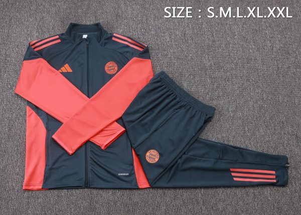 25/26 Bayern Munich Deep Gray & Orange Full Zipper Tracksuit - Image 2