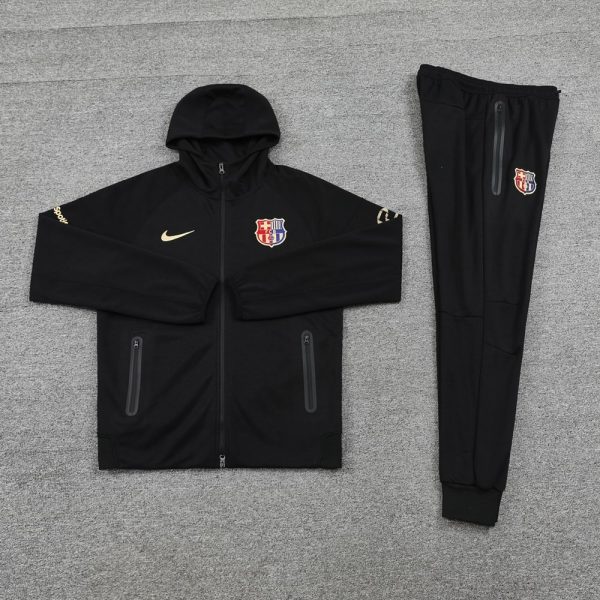 24/25 Fc Barcelona Black Hoodie Tracksuit - Image 2