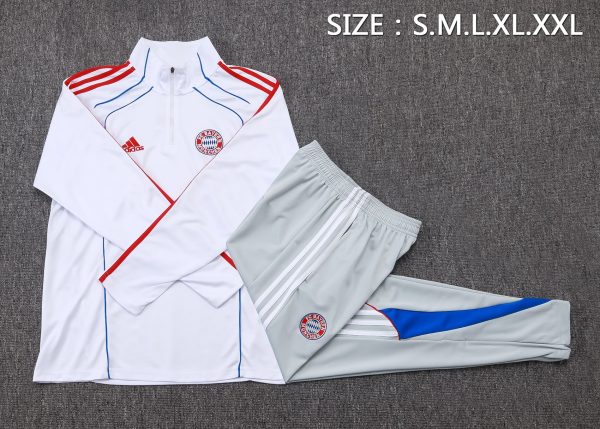 25/26 Bayern Munich White Half Zipper Tracksuit - Image 2