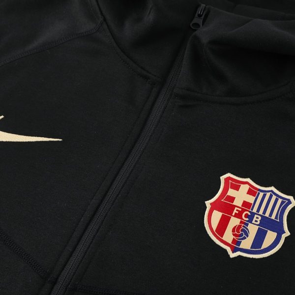 24/25 Fc Barcelona Black Hoodie Tracksuit - Image 3