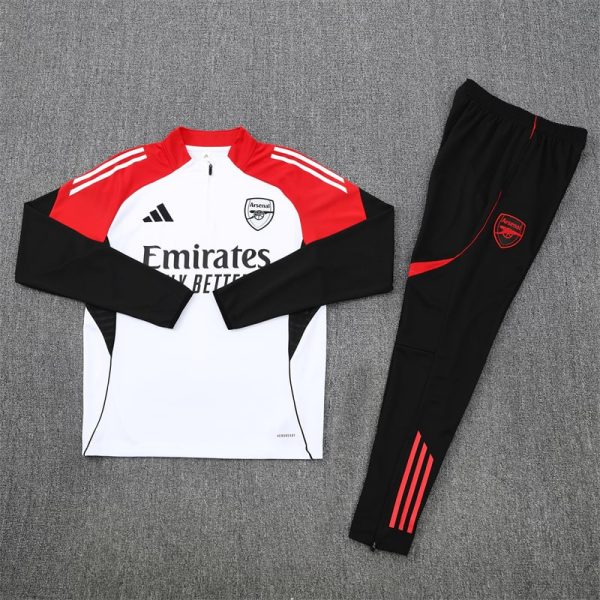 25/26 Arsenal White Half Zipper Tracksuit - Image 2