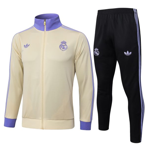 24/25 Real Madrid Apricot Color Full Zipper Tracksuit