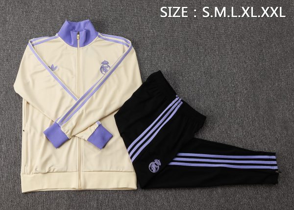 24/25 Real Madrid Apricot Color Full Zipper Tracksuit - Image 2