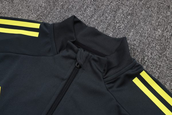 25/26 Real Madrid Dark Gray& Yellow Full Zipper Tracksuit - Image 5