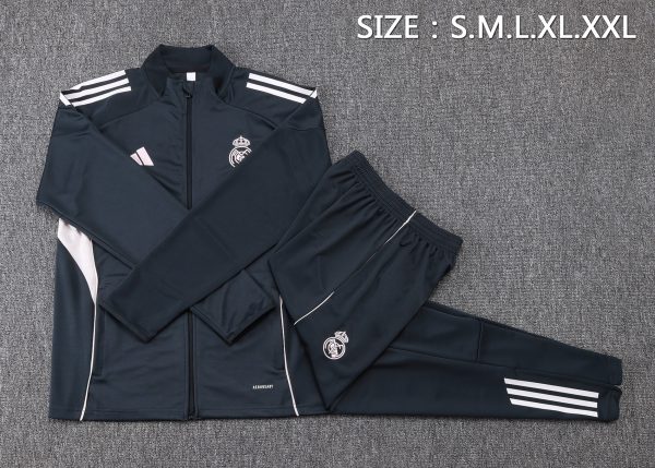 25/26 Real Madrid Dark Gray Full Zipper Tracksuit - Image 2
