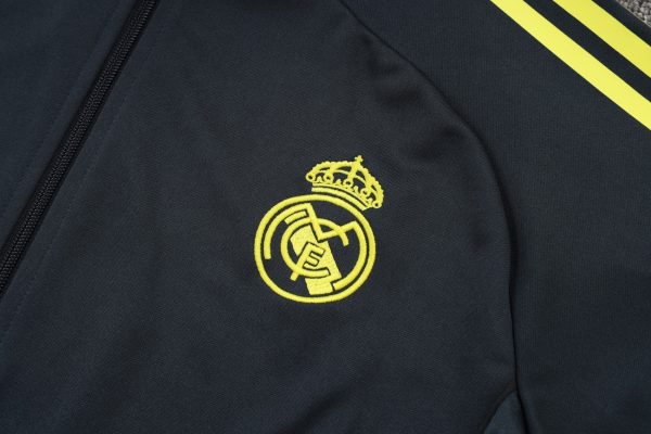 25/26 Real Madrid Dark Gray& Yellow Full Zipper Tracksuit - Image 3