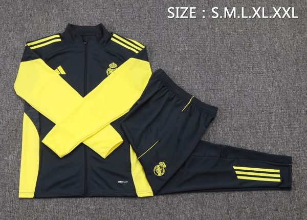 25/26 Real Madrid Dark Gray& Yellow Full Zipper Tracksuit - Image 2