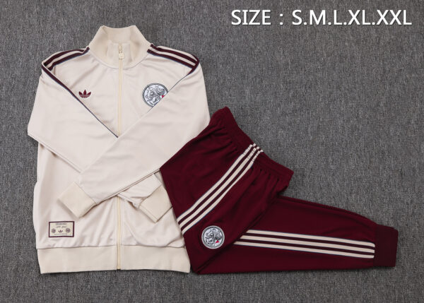 25/26 Ajax Beige Full Zipper Tracksuit - Image 2