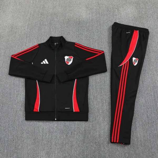 25/26 River Plate Black Full Zipper Tracksuit - Image 2