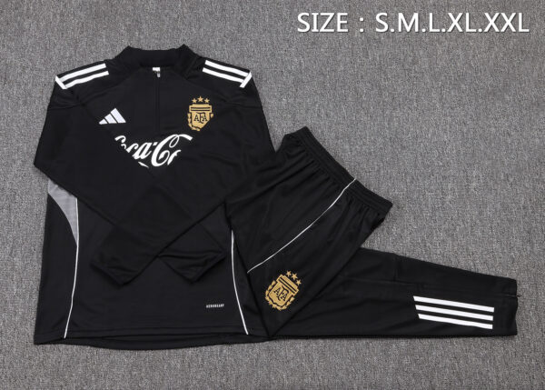 25/26 Argentina Black Half Zipper Tracksuit - Image 2