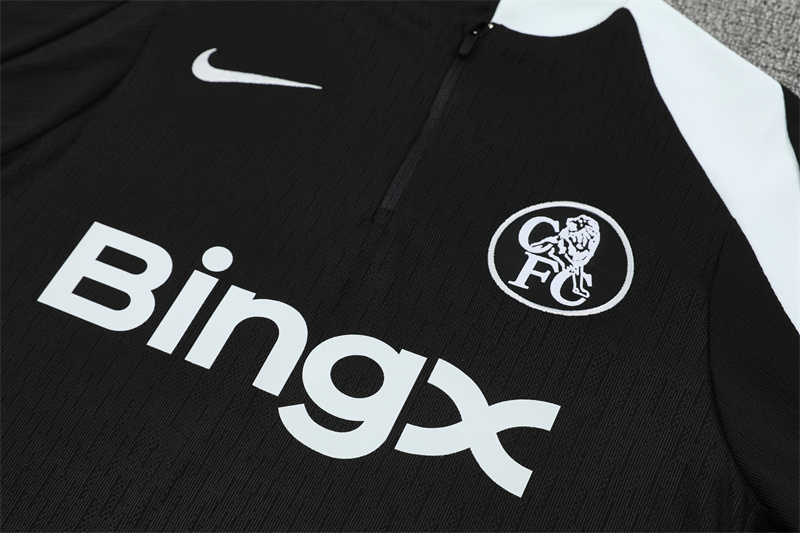 25/26 Chelsea Black T90 Half Zipper Tracksuit - Image 3