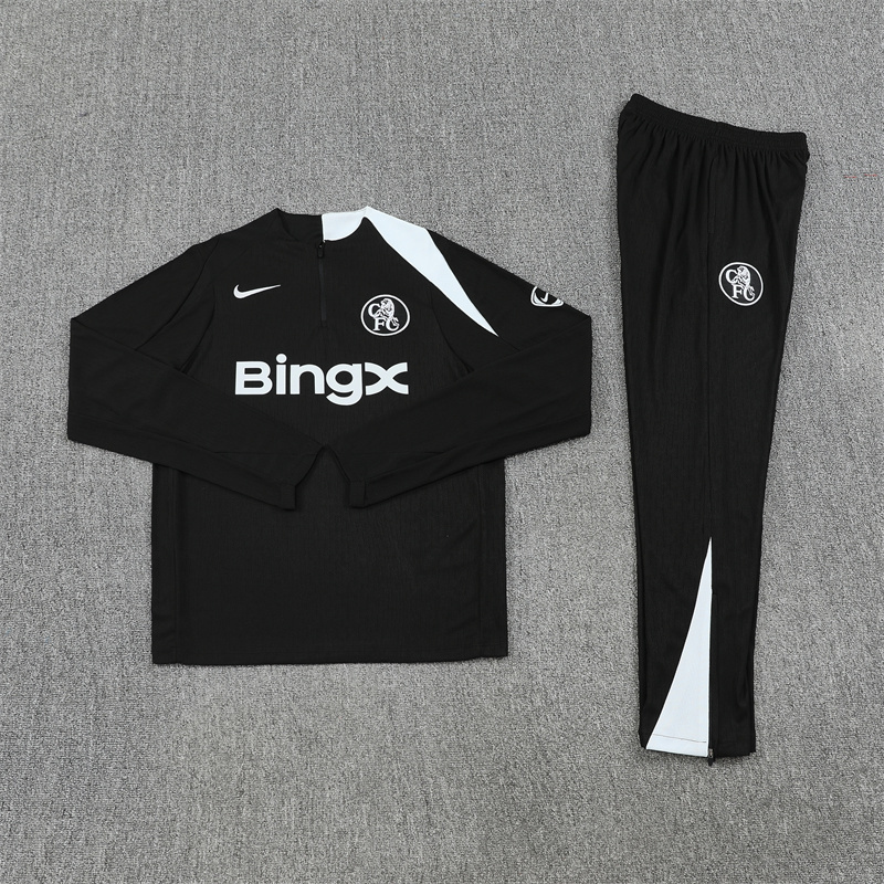 25/26 Chelsea Black T90 Half Zipper Tracksuit - Image 2