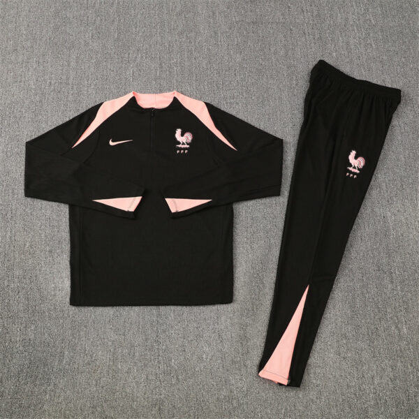 25/26 France Black Half Zipper Tracksuit - Image 2