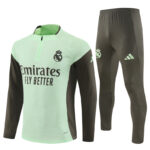 25/26 Real Madrid Light Green Half Zipper Tracksuit