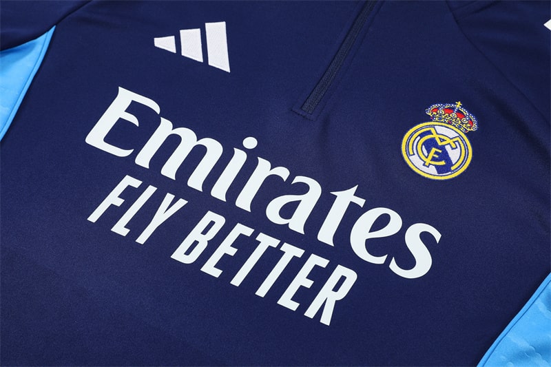 25/26 Real Madrid Royal Blue Half Zipper Tracksuit - Image 3