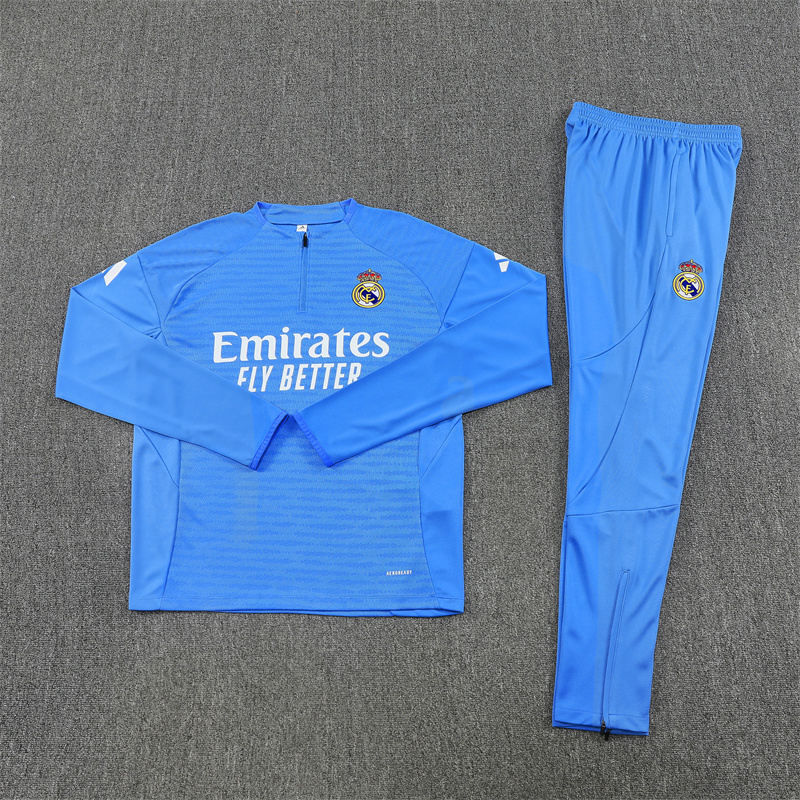 25/26 Real Madrid Light Blue Half Zipper Tracksuit - Image 2
