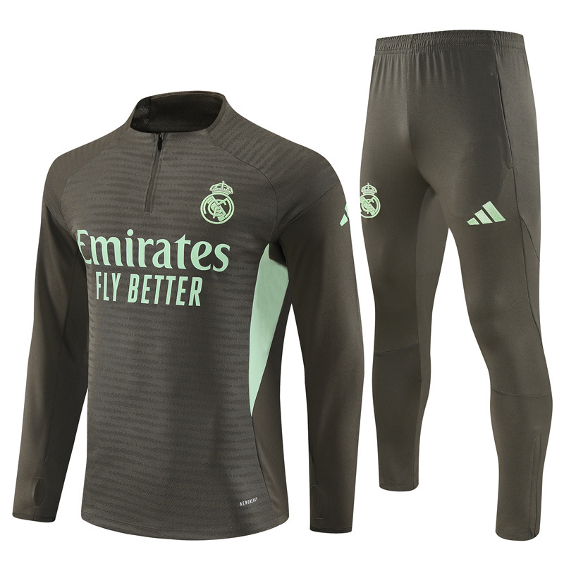 25/26 Real Madrid Khaki Half Zipper Tracksuit